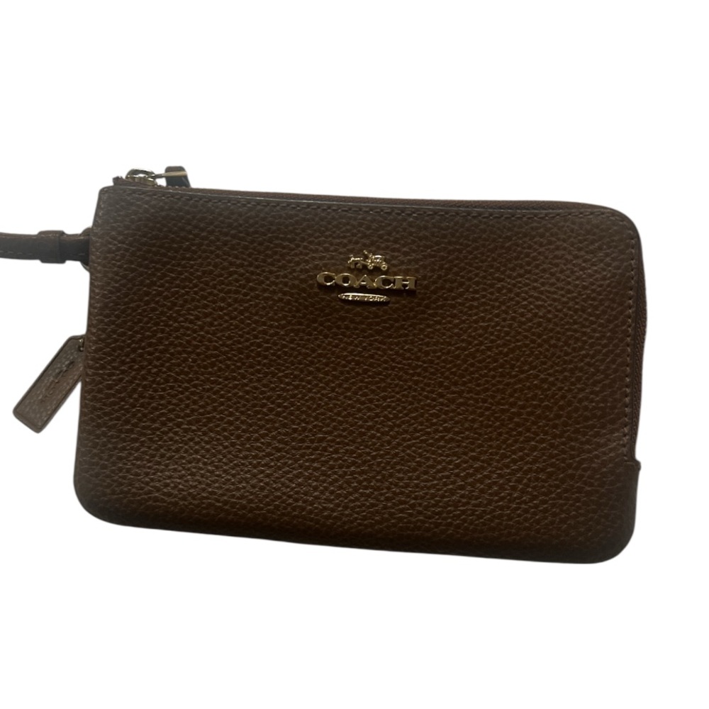 Coach Double Corner Zip Wristlet Pebbled Leather